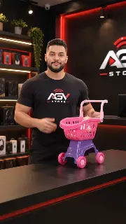Carrinho de Boneca e Compras Infantil Rosa com Rodinhas