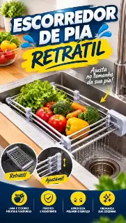 🧺 Cesto Escorredor Retrátil para Pia