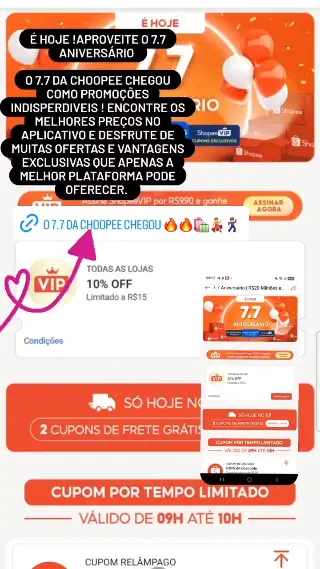o 7.7 da shoopee chegou!