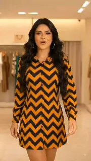 Vestido Chemise Feminino Camisão Manga Longa Listrado Confortável Premium Lastex