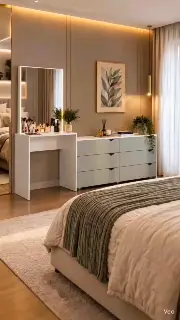 Cômoda com Espelho Porto 6 Gavetas Branca e Verde